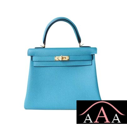 Hermes Kelly 25 Handbag 7B Turquoise Blue Togo Ghw
