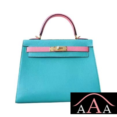 Hermes Kelly 25 Handbag 7F Blue Paon And 1Q Rose Confetti Chevere Ghw