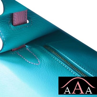 HERMES KELLY 25 HANDBAG 7F BLUE PAON AND 1Q ROSE CONFETTI CHEVERE GHW-2.jpg