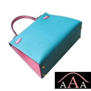 HERMES KELLY 25 HANDBAG 7F BLUE PAON AND 1Q ROSE CONFETTI CHEVERE GHW-3.jpg