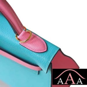 HERMES KELLY 25 HANDBAG 7F BLUE PAON AND 1Q ROSE CONFETTI CHEVERE GHW-4.jpg