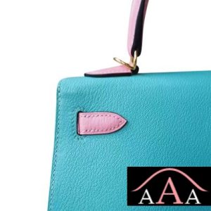 HERMES KELLY 25 HANDBAG 7F BLUE PAON AND 3Q ROSE SAKURA CHEVERE GHW-5.jpg