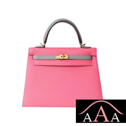 Hermes Kelly 25 Handbag 8W Rose Azalee And 4Z Gris Mouette Epsom Ghw