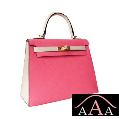 Hermes Kelly 25 Handbag 8W Rose Azalee And CC10 Craie Epsom Ghw