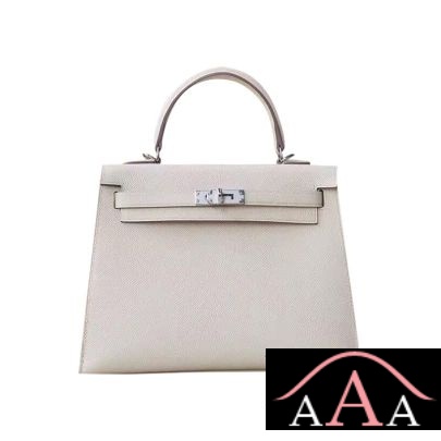 Hermes Kelly 25 Handbag CC10 Craie Epsom Shw