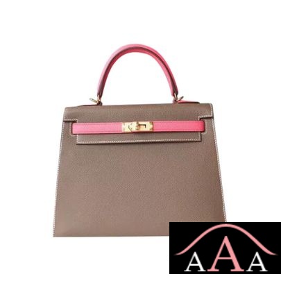 Hermes Kelly 25 Handbag CC18 Etoupe And 8W Rose Azalee Epsom Ghw