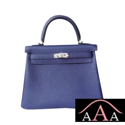 Hermes Kelly 25 Handbag CC73 Blue Saphir Togo Shw