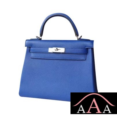 Hermes Kelly 25 Handbag I7 Blue Zellige Togo Shw