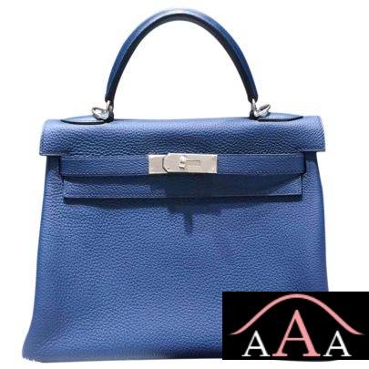 Hermes Kelly 28 Bag Blue De Galice Togo Leather Shw