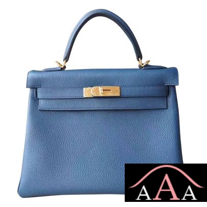 Hermes Kelly 28 Bag S7 Blue De Galice Togo Ghw