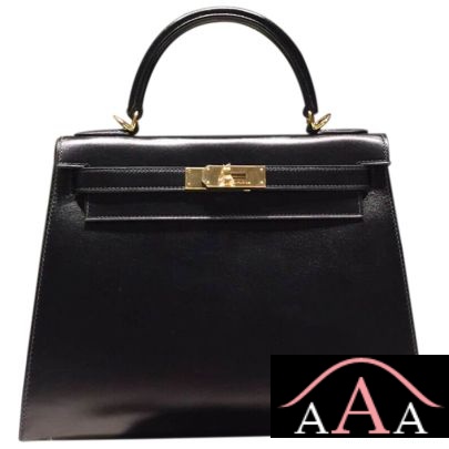Hermes Kelly 28 Black Tadelakt Leather Ghw