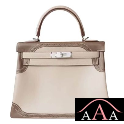 Hermes Kelly 28 Handbag 1F Argile And CC18 Etoupe Swift Shw