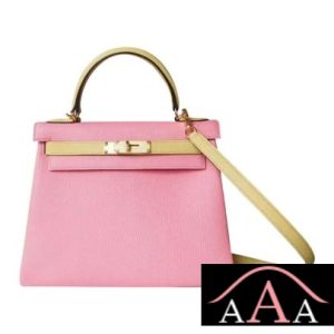 HERMES KELLY 28 HANDBAG 1Q ROSE CONFETTI AND 1Z JAUNE POUSSIN CHEVERE GHW-1.jpg