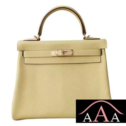 Hermes Kelly 28 Handbag 1Z Jaune Poussin Togo Shw
