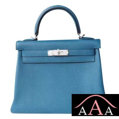 Hermes Kelly 28 Handbag 7W Blue Izmir Togo Shw