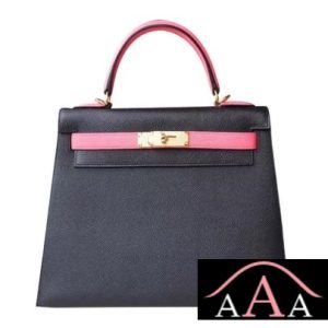 HERMES KELLY 28 HANDBAG 89 NOIR AND 8W ROSE AZALEE EPSOM GHW-1.jpg
