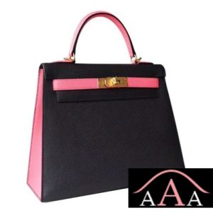 HERMES KELLY 28 HANDBAG 89 NOIR AND 8W ROSE AZALEE EPSOM GHW-3.jpg