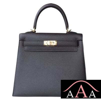 Hermes Kelly 28 Handbag 89 Noir Epsom Ghw