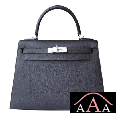 Hermes Kelly 28 Handbag 89 Noir Epsom Shw