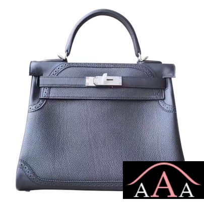 Hermes Kelly 28 Handbag 89 Noir Togo And Swift Ghillies Shw