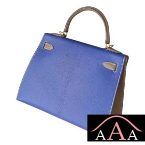 HERMES KELLY 28 HANDBAG 8V ORANGE POPPY AND 7T BLUE ELECTRIC AND CC18 ETOUPE CHEVERE GHW-4.jpg