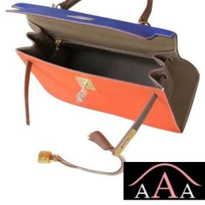 HERMES KELLY 28 HANDBAG 8V ORANGE POPPY AND 7T BLUE ELECTRIC AND CC18 ETOUPE CHEVERE GHW-5.jpg
