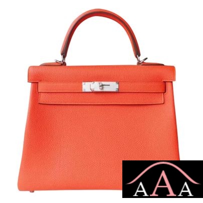 Hermes Kelly 28 Handbag 8V Orange Poppy Togo Shw
