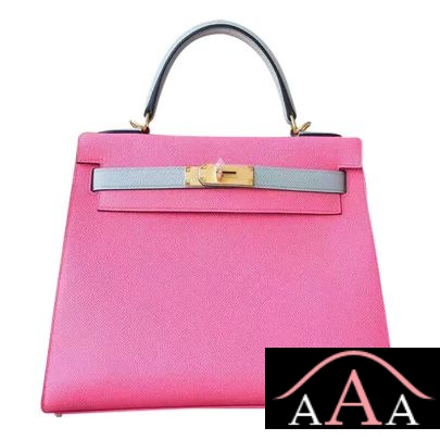Hermes Kelly 28 Handbag 8W Rose Azalee And 8U Blue Glacier Epsom Ghw