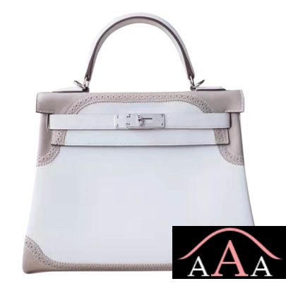 Hermes Kelly 28 Handbag CC10 Craie And CC80 Pearl Grey Ghillies Shw