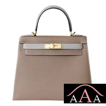 Hermes Kelly 28 Handbag CC18 Etoupe And 4Z Gris Mouette Epsom Ghw