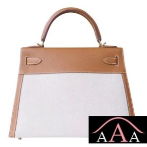 HERMES KELLY 28 HANDBAG CC37 GOLD EPSOM AND CANVAS GHW-3.jpg