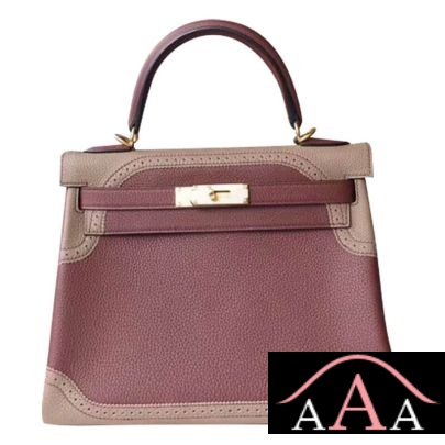 Hermes Kelly 28 Handbag CC55 Rouge H And CC18 Etoupe Togo And Swift Ghillies Ghw