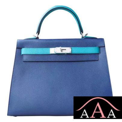 Hermes Kelly 28 Handbag CC73 Blue Saphir And 7F Blue Paon Epsom Shw