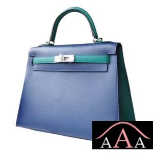HERMES KELLY 28 HANDBAG CC73 BLUE SAPHIR AND Z6 MALACHITE EPSOM SHW-1.jpg