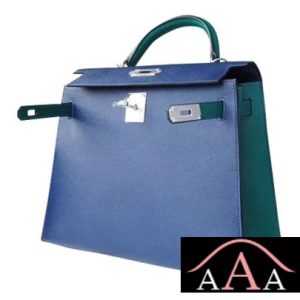 HERMES KELLY 28 HANDBAG CC73 BLUE SAPHIR AND Z6 MALACHITE EPSOM SHW-3.jpg