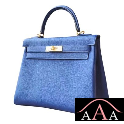Hermes Kelly 28 Handbag CC73 Blue Saphir Togo Shw