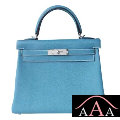 Hermes Kelly 28 Handbag CC75 Blue Jean Togo Shw