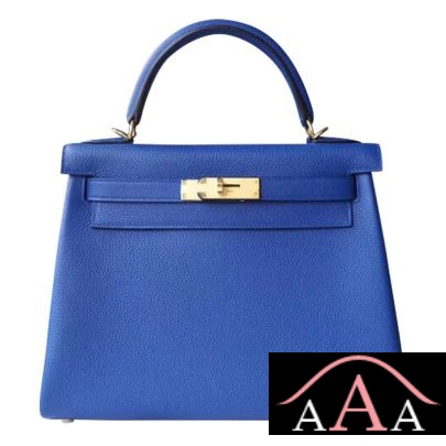 Hermes Kelly 28 Handbag I7 Blue Zellige Togo Ghw