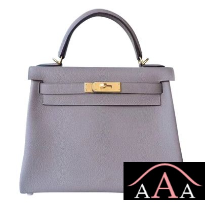 Hermes Kelly 28 Handbag M8 Gris Asphalt And 9D Ambre Togo Ghw