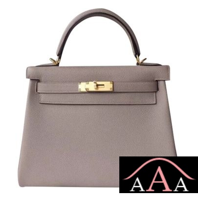 Hermes Kelly 28 Handbag M8 Gris Asphalt Togo Ghw