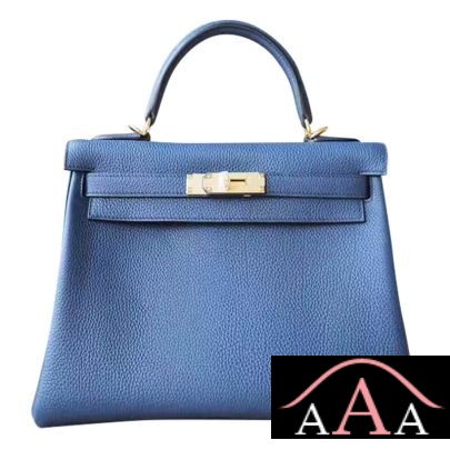 Hermes Kelly 28 Handbag S7 Blue De Galice Togo Ghw