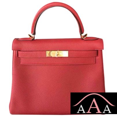 Hermes Kelly 28 Rouge Garance CK54 Togo Leather Ghw