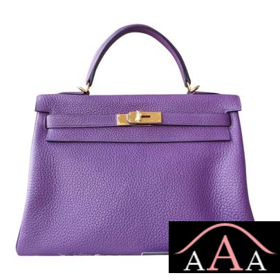 Hermes Kelly 32 Bag 5L Ultraviolet Clemence Ghw