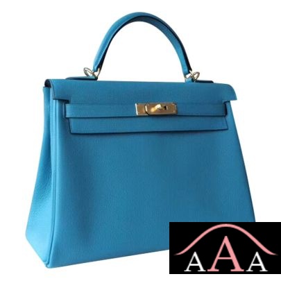 Hermes Kelly 32 Bag 7B Turquoise Blue Togo Ghw