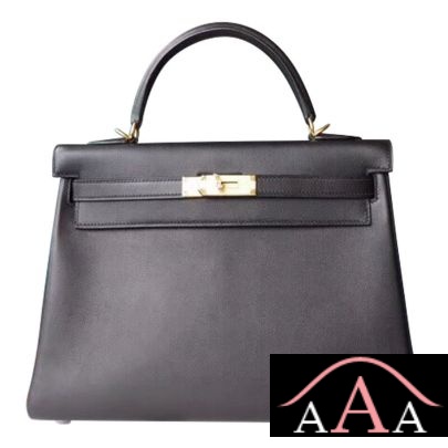Hermes Kelly 32 Bag 89 Noir And CK93 Orange Swift Ghw