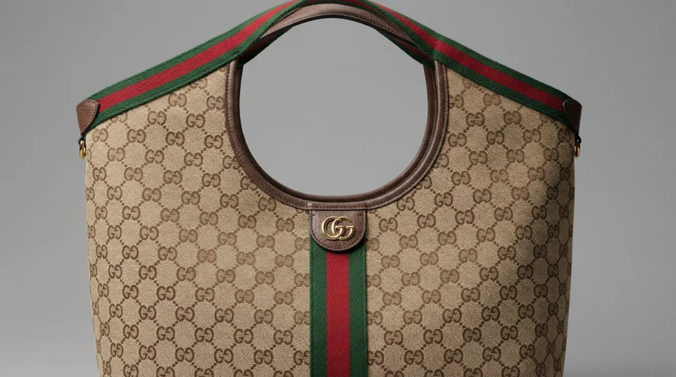 Close-up of a Gucci Giglio Large Tote AAA replica handbag highlighting consistent stitching, realistic leather grain, and clean but slightly thicker edge paint.