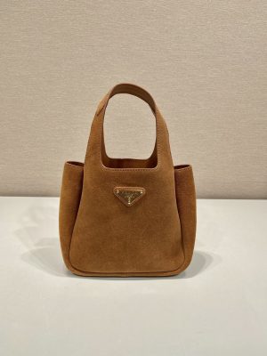 Prada Mini leather handbag Brown Suede