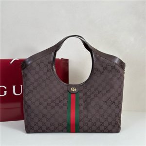 Gucci Giglio Large Tote Bag 853971 Dark Brown Canvas-1.jpg