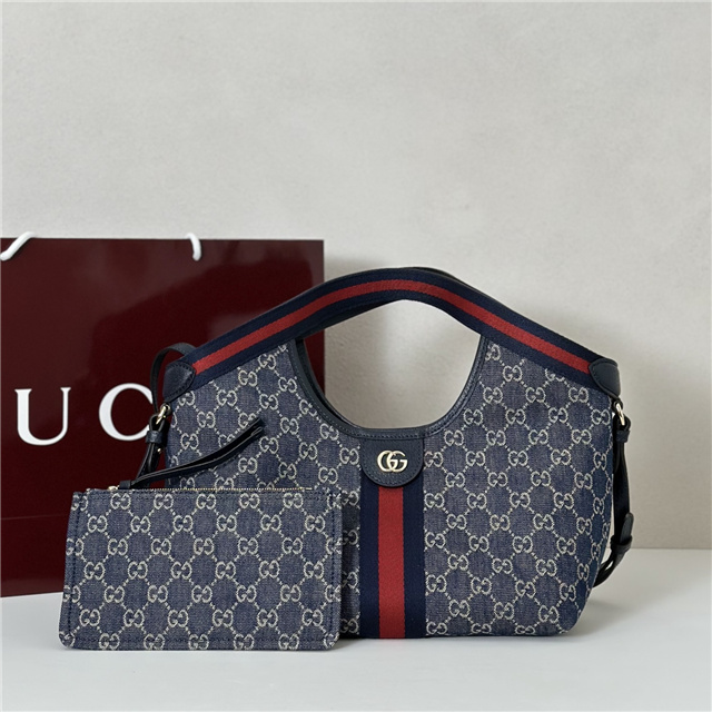Gucci Giglio Small Tote Bag 860845 Blue Denim