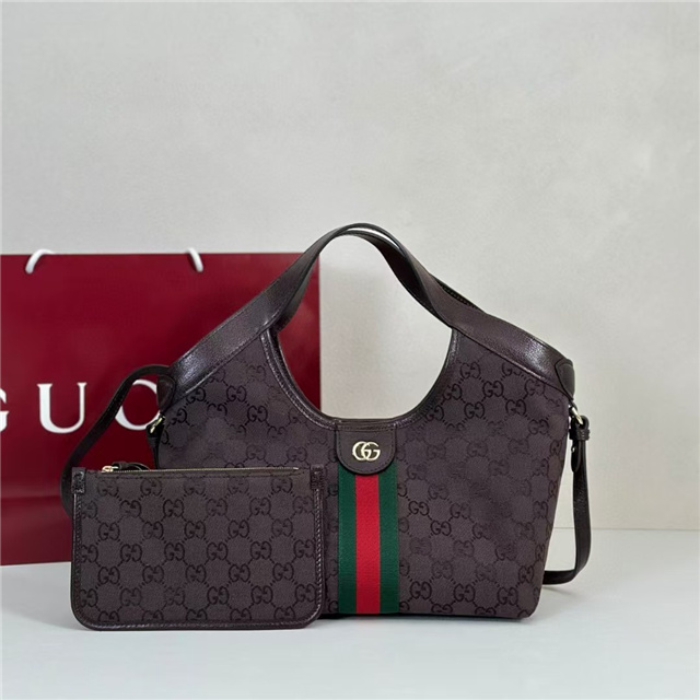 Gucci Giglio Small Tote Bag 860845 Dark Brown Canvas